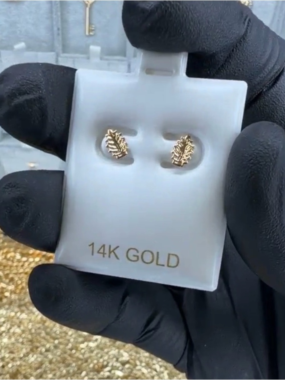 14K Solid Gold Leaf Stud Earrings – New in Gift Box